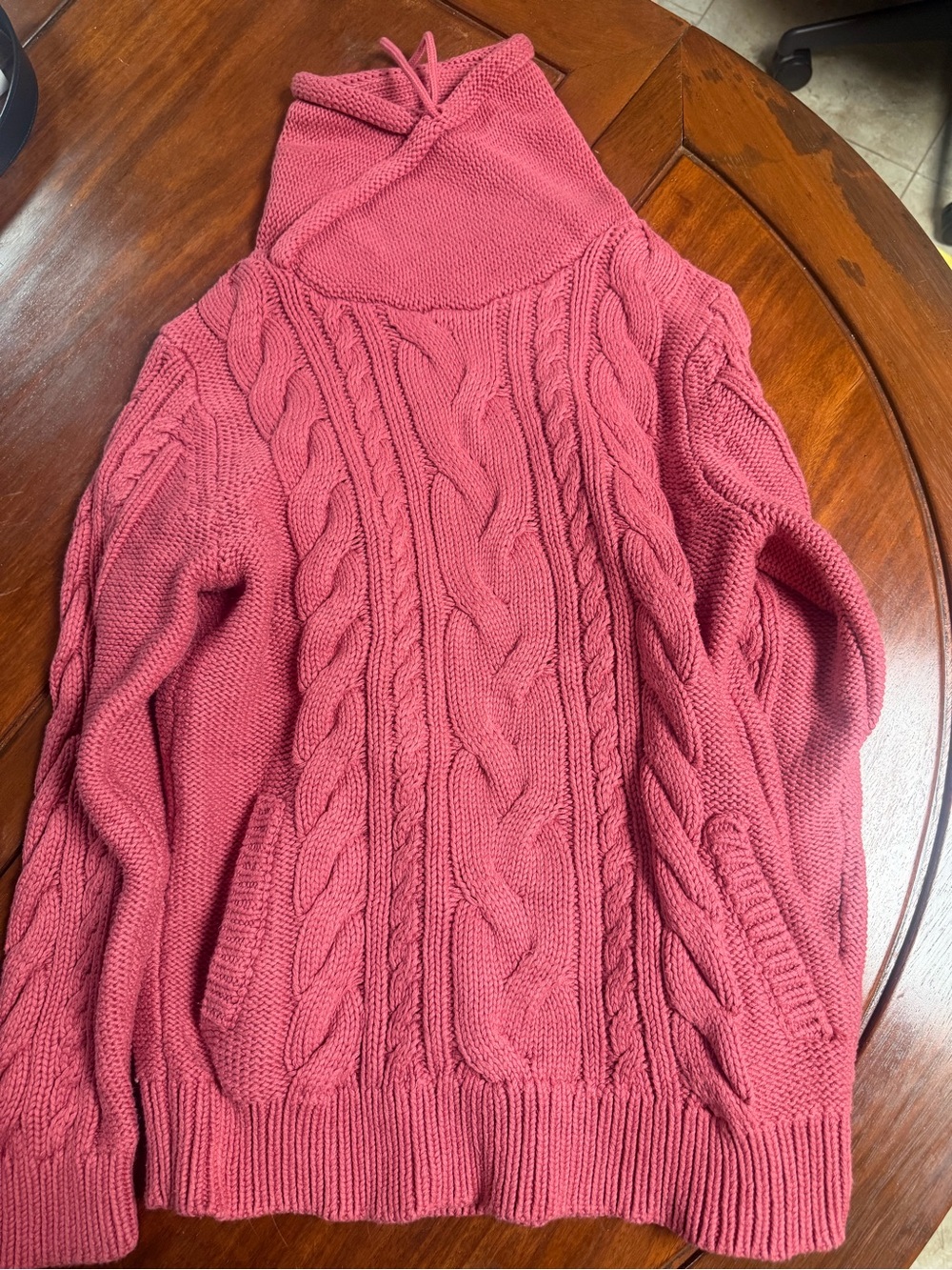 Cable Knit Funnel Neck Sweater - Pink